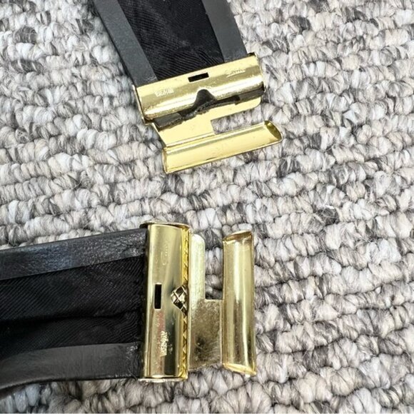 Vintage 80s Gutos black gold metal clasp wide belt main image 6